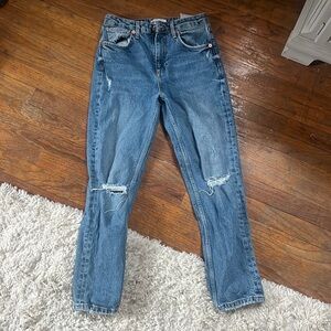 Zara straight leg medium wash denim